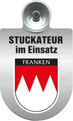 Produktbild von Einsatzschild mit Saugnapf - Stuckateur im Einsatz - incl. Regionenwappen 309747 Color - Region Franken