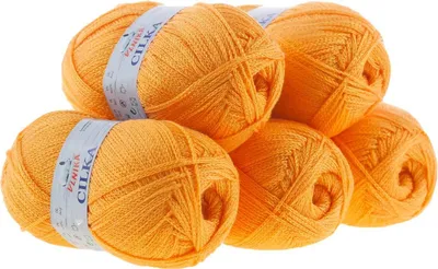 500g Strickgarn CILKA by VLNIKA Klassikgarn Strickwolle mit Schimmereffekt, orange