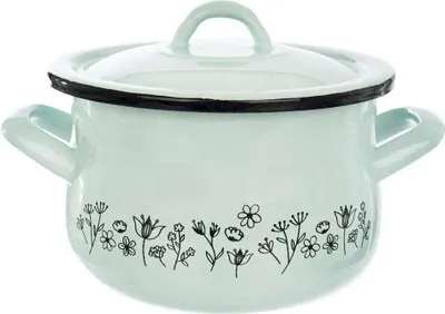 Image de ORION Casserole émaillée FLEURS 16 cm Couvercle gaz induction