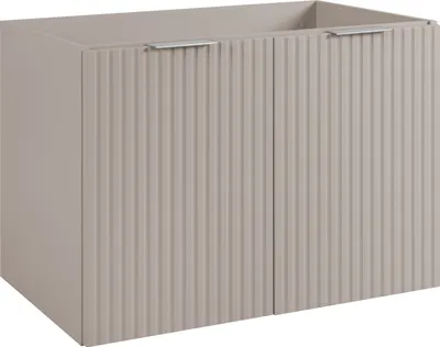Produktbild von Rodan | Badezimmerschränke 80cm | Beige Matt - Holz | B/H/T 80/57/46 cm | Geriffelte Türen - Ohne Platte - 2 Ablagen - Badmöbel - Badschrank