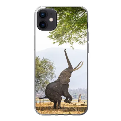 Produktbild von MuchoWow® Handyhülle Schutzhülle Hülle für iPhone 12 mini Elefant - Baum - Blätter Silikon Softcase Handy Hülle - Bild