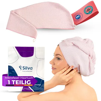 Produktbild von Silva Mikrofaser Haarhandtuch für Frauen – Schnell trocknend, super saugfähig & leicht - Turban-Wickel für nasses Haar