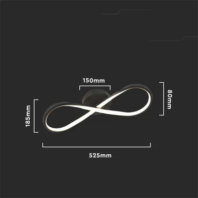Image de Plafonnier LED, aluminium, noir, L 52,5 cm