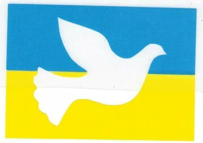 Produktbild von PVC Aufkleber 7 x 5 cm Sticker Solidarität Ukraine mit Friedenstaube 303227-1