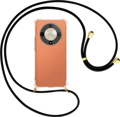 Produktbild von Handykette Backcover-Schutzhülle mit Band (Metall goldfarben) für Honor X9b (6.78'') - schwarz