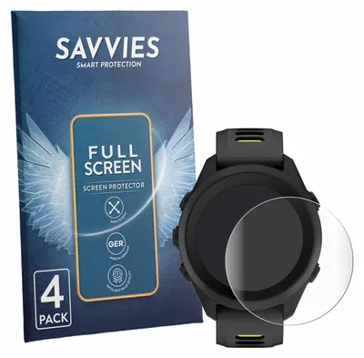 Produktbild von 4x Savvies Fullscreen Schutzfolie für Garmin Forerunner 170 Displayschutz Folie Fullcover Klar Transparent