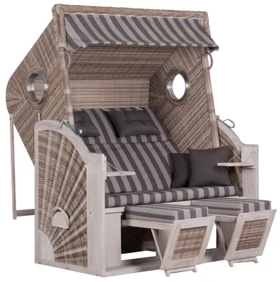 Produktbild von deVries Strandkorb PURE® CLIFF XXL SUN PE Des. 481 w.kubu 145 x 80 x 160 cm