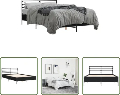 Obrázek produktu pro The Living Store Rám postele černý 120x200 cm materiál na bázi dřeva a kovu