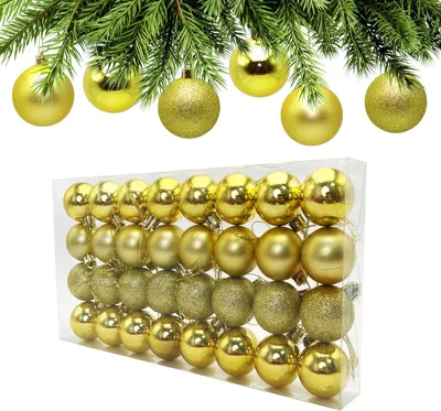 Obrázok produktu pre Vianočné gule 32 kusov, 40 mm, zlaté, plast, pre vianočný stromček