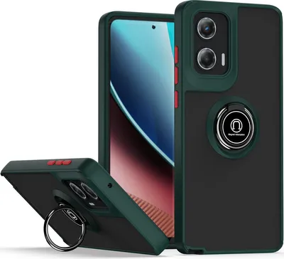 Obrázek produktu pro Pouzdro pro Motorola Moto G Stylus 5G (2024) matné průsvitné TPU pouzdro s prstencovým držákem a stojánkem tmavě zelená