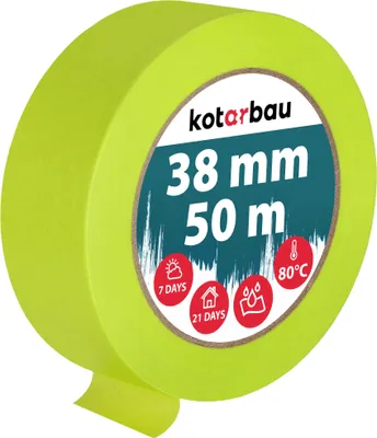 Produktbild von KOTARBAU® Neon Malerkrepp 50 m Kreppband  38mm Malerband Abklebeband Maler Klebeband Maler Zubehör Fluoreszierendes Grün Kreppapier Malerbedarf