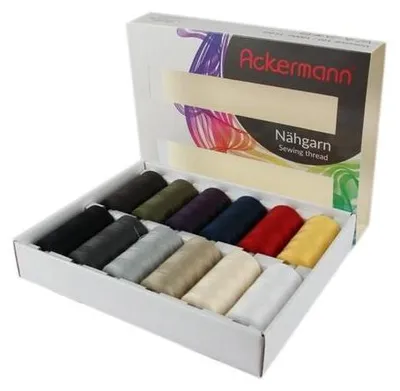 Produktbild von Ackermann Nähgarnbox Weiss Farben-Mix Polyester 12 x 1000m