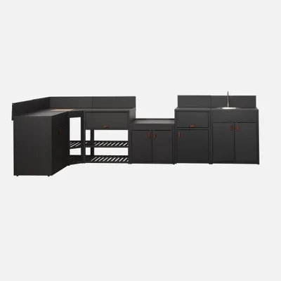 Produktbild von sweeek - Outdoor-Küche 6 Module Stahl - Schwarz