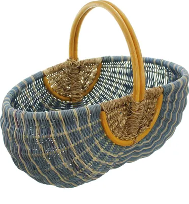 Produktbild von Großer Einkaufskorb Rattan blau/natur
