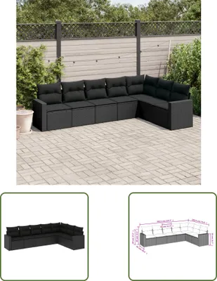 Produktbild von The Living Store 7-tlg. Garten-Sofagarnitur mit Kissen Schwarz Poly Rattan