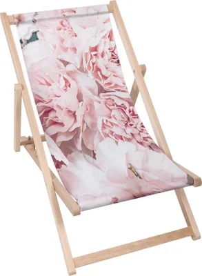Produktbild von Dreamroots Liegestuhl klappbar Holz, Buchenholz bis zu 130 kg, Sonnenliege klappbar mit 3-stufiger Neigungsregulierung der Rückenlehne, Peonies