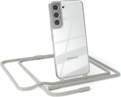 Produktbild von EAZY CASE Handykette für Samsung Galaxy S22 5G, Clear Case aus Silikon, mit Umhängeband, abnehmbare Endstücke, Handyband in Beige
