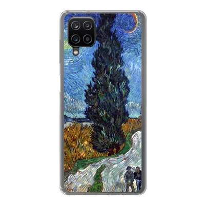 Produktbild von MuchoWow® Handyhülle Schutzhülle Hülle für Samsung Galaxy A12 Straße mit Zypresse und Stern - Vincent van Gogh Silikon Softcase Handy Hülle - Bild