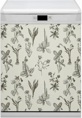 Produktbild von Küche Dekorative Magnete  Magnet Folie für Geschirrspüler 60x70 cm   - Skizzierte Blumen