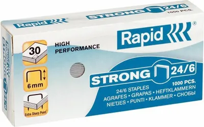 Image de Rapid® 24855800 Agrafes 24/6mm Strong, zinguées, 1000 pièces