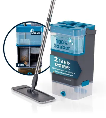 Immagine prodotto di CLEANmaxx, mop con sistema a due serbatoi da 7 litri, grigio/blu, con componenti rimovibili