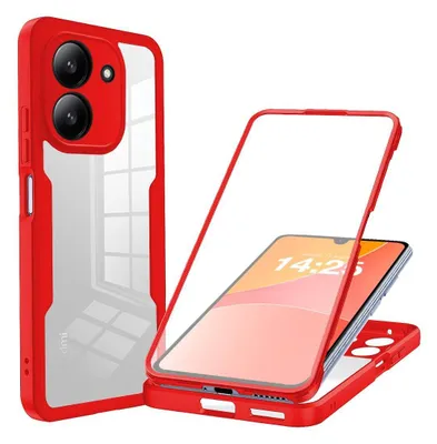 Produktbild von 360 Grad Handyhülle für Xiaomi Redmi 13C Full Cover Rundum Schutz Farbe: Rot