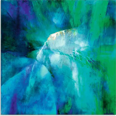 Produktbild von ARTland Glasbild Abstrakte Komposition in türkis Größe: 50x50 cm