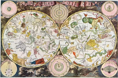 Produktbild von Historische Landkarten Kunstdruck Bild - Sternenkarte Planisphäre 17. Jahrhundert, Frederik De Wit (40 x 60 cm)