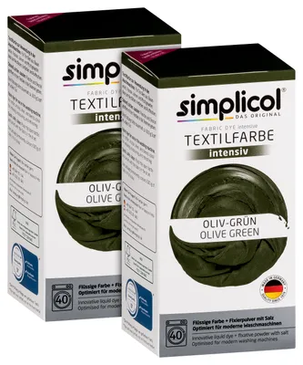 Produktbild von simplicol Textilfarbe intensiv: DIY Färbemittel in 23 Farben inkl. Farb-Fixierer, Farbe:Oliv-Grün (1814), Größe:2er Pack