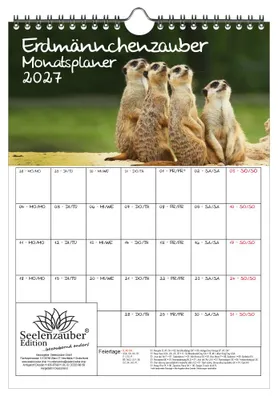 Produktbild von Erdmännchenzauber Planer DIN A4 Kalender für 2027 Erdmännchen - Seelenzauber