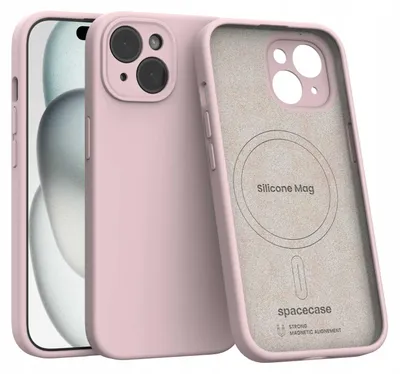Zdjęcie produktu dla Silikonowe etui magnetyczne z MagSafe SPACECASE Silicone Mag do iPhone 15 Różowy