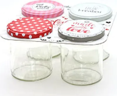 Obrázek produktu pro sada 4 zavařovacích sklenic 346 ml s různými víčky Víčka (82 mm)