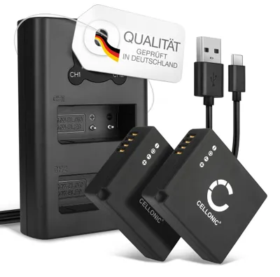 Produktbild von CELLONIC 2x Akku für Kamera Kompatibel mit Leica D-LUX, D-LUX (Typ 109), D-LUX 7, BC-DC15 - (730mAh, 7.4V) + Dual Ladegerät
