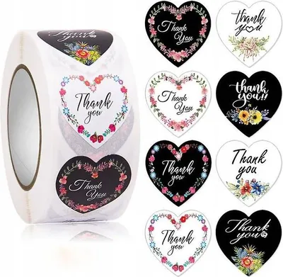 Immagine prodotto di Adesivi decorativi autoadesivi "Grazie" Thank you in rotolo da 500 pezzi