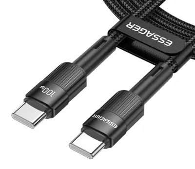 Obrázek produktu pro ESSAGER Kabel USB-C na USB-C 1m 100W černý rychlé nabíjení