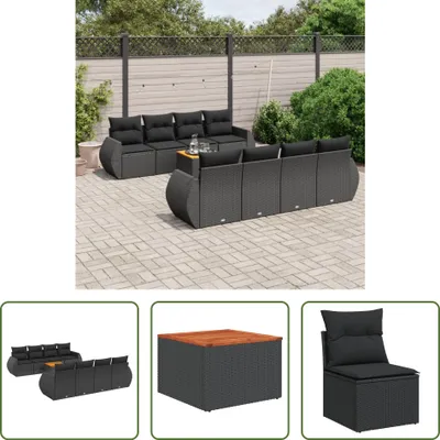 Produktbild von The Living Store 9-tlg. Garten-Sofagarnitur mit Kissen Schwarz Poly Rattan