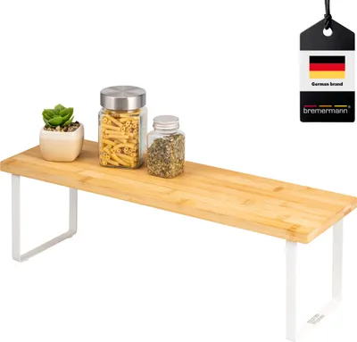 Obrázek produktu pro Bremermann stojan na kořenky, kuchyňský stojan, z bambusu a bílého kovu, šířka cca 50 cm