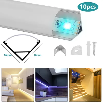Obrázek produktu pro LED hliníkový profil, rozměr 10 x 1 metr. Hliníková lišta pro LED pásky. Dostupné modely: V-tvar. Délka: 10 metrů