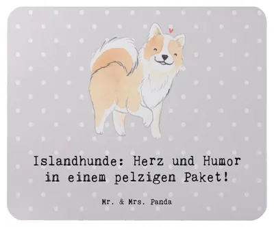 Produktbild von Mr. & Mrs. Panda Mouse Pad Islandhund Freude - Grau Pastell - Geschenk, Abenteuer, Hunderassen Charakter, Eigenschaften, pc mausunterlage, Hunderasse, Beschreibung, Treue