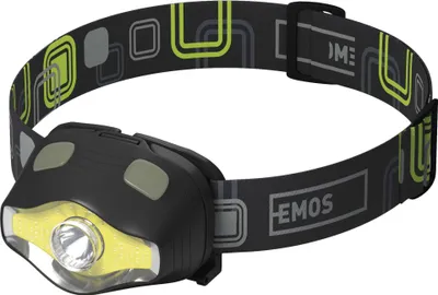 EMOS COB LED + LED čelovka, 220 lm, 100 m, 3x AAA, P3536