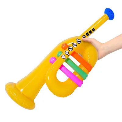 Produktbild von Aufblasbare Trompete Gelb 60cm als Kostüm Accessoire für Fasching und Party