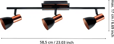Image de Eglo 94586 Barnham LED Spot 3 x 33 W acier noir cuivre