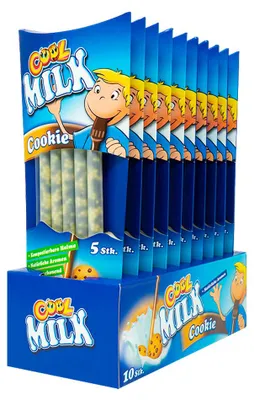 Image de Paille Cool Milk avec granulés et cookies 5er 30g 10er Pack