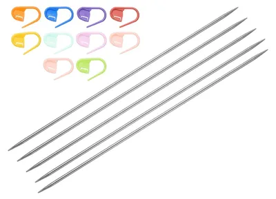 Produktbild von 5 Nadelspiele, 2,75 mm, 20 cm, Edelstahl, mit 10 Maschenmarkierern