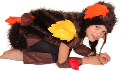 Igel Kostüm Wuschel mit Laub für Kinder Gr. 98-140 SALE Tierkostüm Fasching Karneval Mottoparty