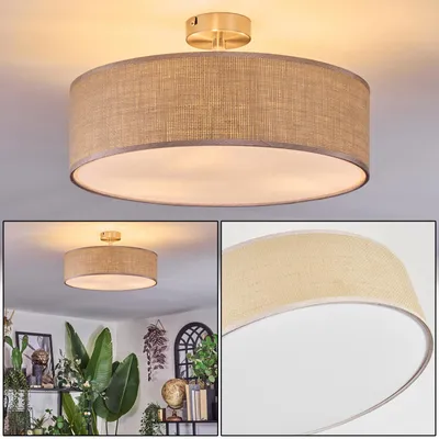 Produktbild von Mels Deckenlampe aus Metall/Papiergeflecht/Stoff in Nickel-matt/Natur