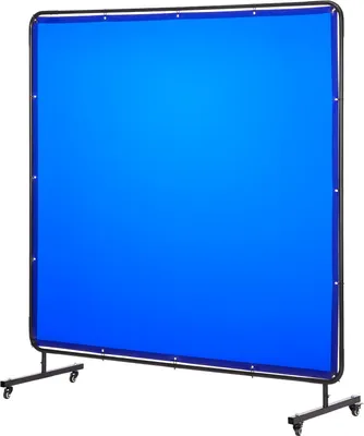 Imagen del producto de Cortina de soldadura - Panel protector móvil para soldadura - 174 x 174 cm - Vinilo ignífugo - Ruedas con freno - Protección UV nivel 6 - Para talleres e industria - Azul