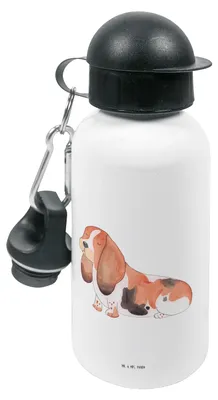 Produktbild von Mr. & Mrs. Panda Trinkflasche Hund Basset Hound - Weiß - Geschenk, Sprüche, Niedlich, Süß, Kindergarten, Kinder, Wasserflasche, Kinderflasche, Sportflasche