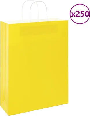 Zdjęcie produktu dla Torby papierowe 250 szt. z uchwytami żółte 32x12x42 cm