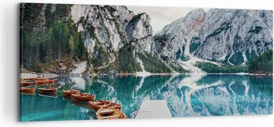 Produktbild von Bild auf Leinwand - Leinwandbild - Einteilig - Boote Berge Hafen - 120x50cm - Wand Bild - Wanddeko - Wandbilder - Leinwanddruck - Bilder - Wanddekoration - Leinwand bilder - Wandbild - AB120x50-5068